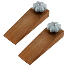 2 Pieces Baby Blue Crackle Wooden Door Stopper
